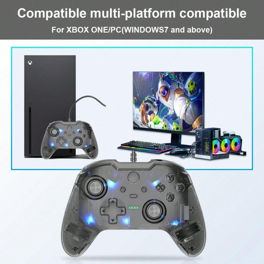 TOPWOLF Xbox One Wired Controller with Dual Vibration and Custom Covers