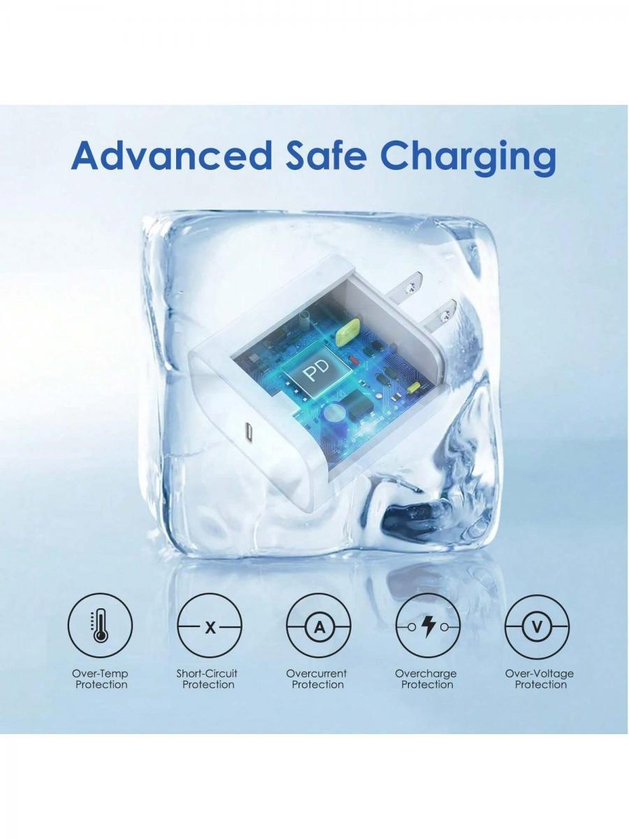 iPhone Fast Charger 3Pack MFi Lightning Cable 20W USB C Adapter