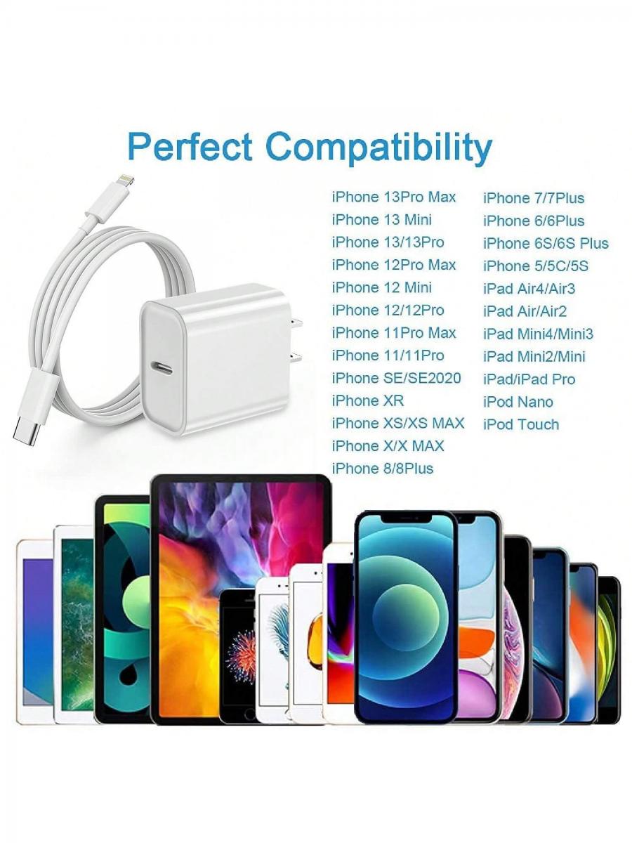 iPhone Fast Charger 3Pack MFi Lightning Cable 20W USB C Adapter