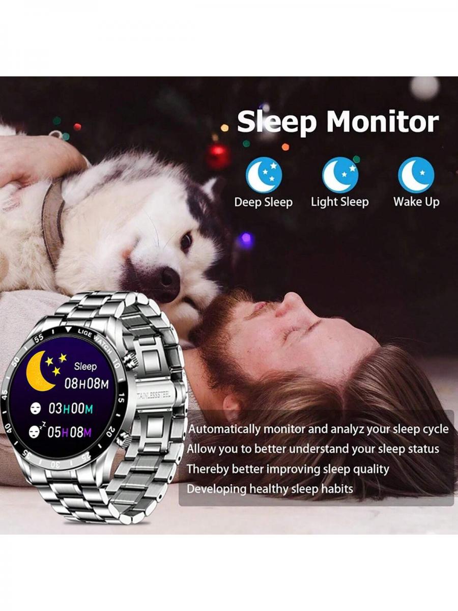 LIGE Luxury Men's Smart Fitness Watch with Heart Rate Monitoring