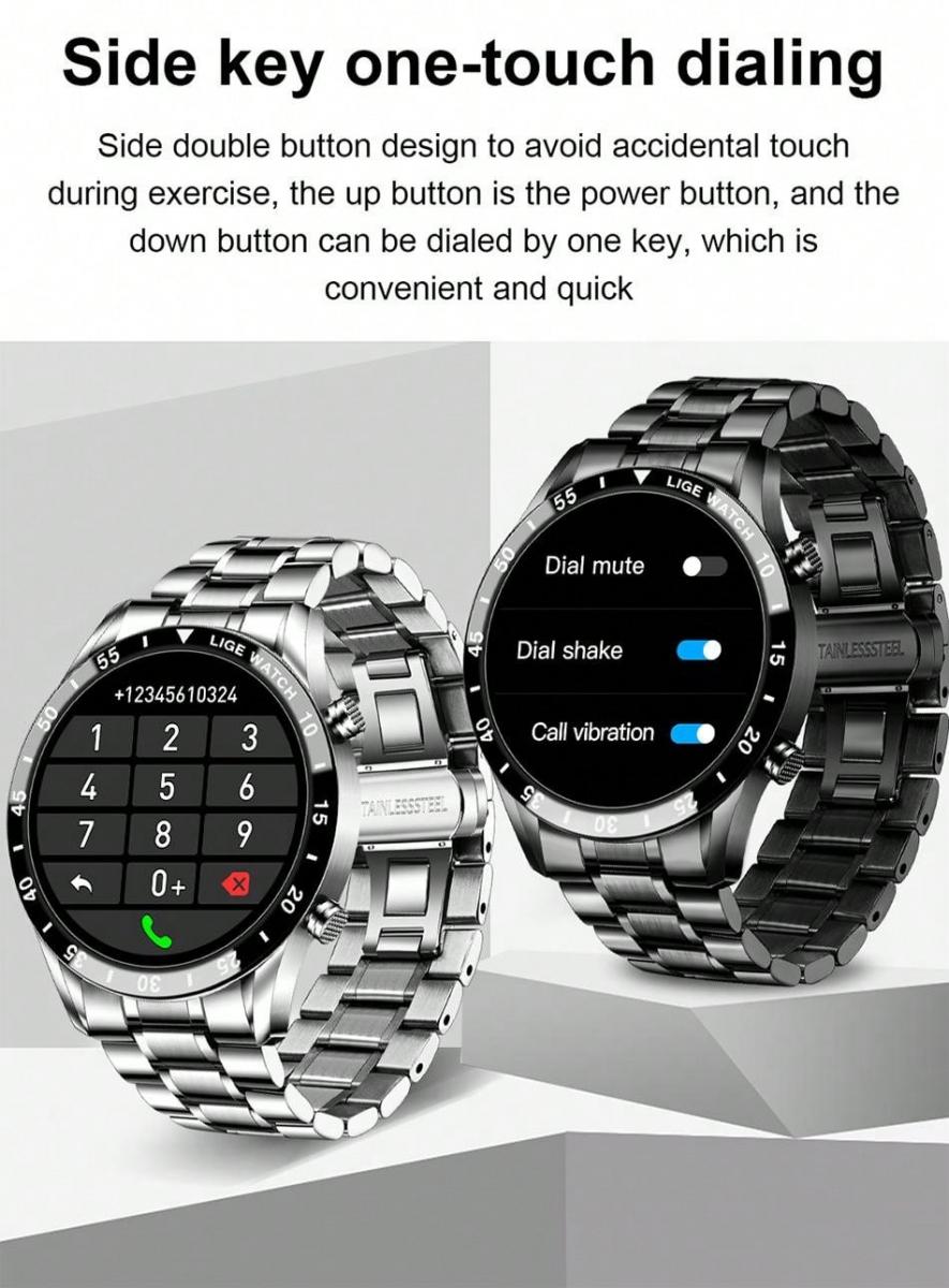 LIGE Luxury Men's Smart Fitness Watch with Heart Rate Monitoring