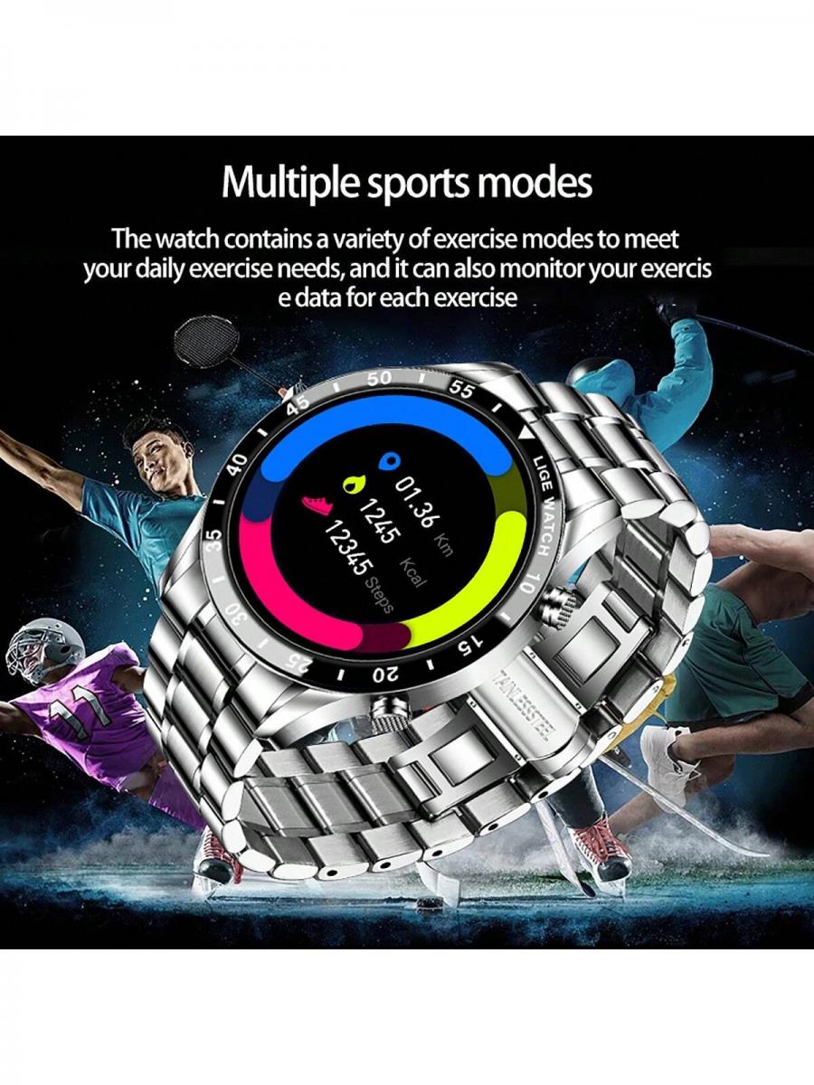 LIGE Luxury Men's Smart Fitness Watch with Heart Rate Monitoring