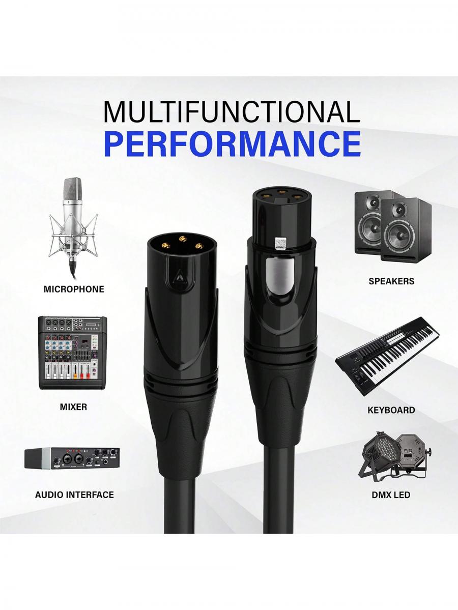 LyxPro 50 Fuß XLR-Kabel symmetrisches Mikrofonkabel, Stecker auf Buchse