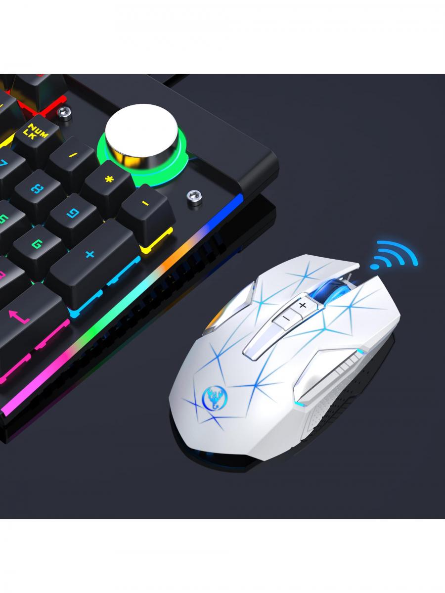 Wireless RGB Gaming Keyboard Mouse Combo Rechargeable Anti Ghosting