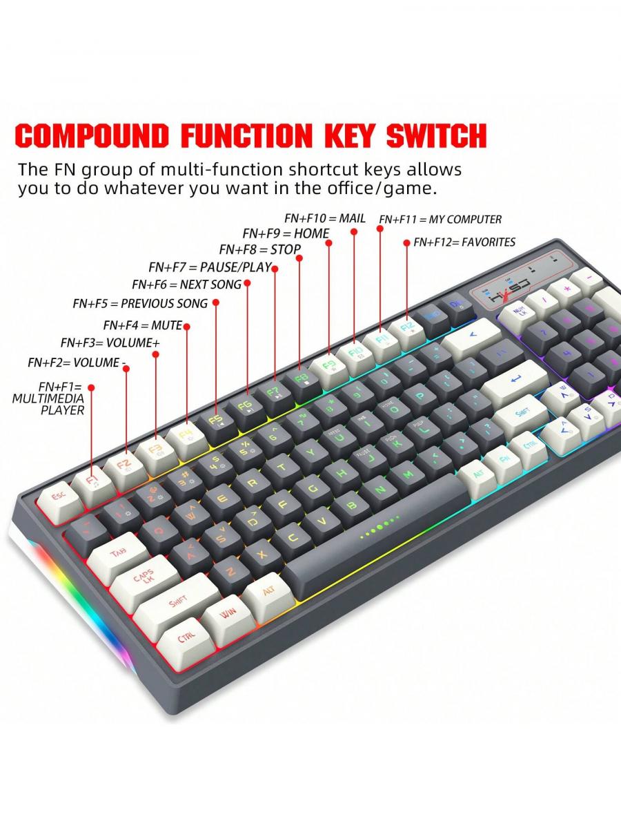 Wireless RGB Gaming Keyboard Mouse Combo Rechargeable Anti Ghosting