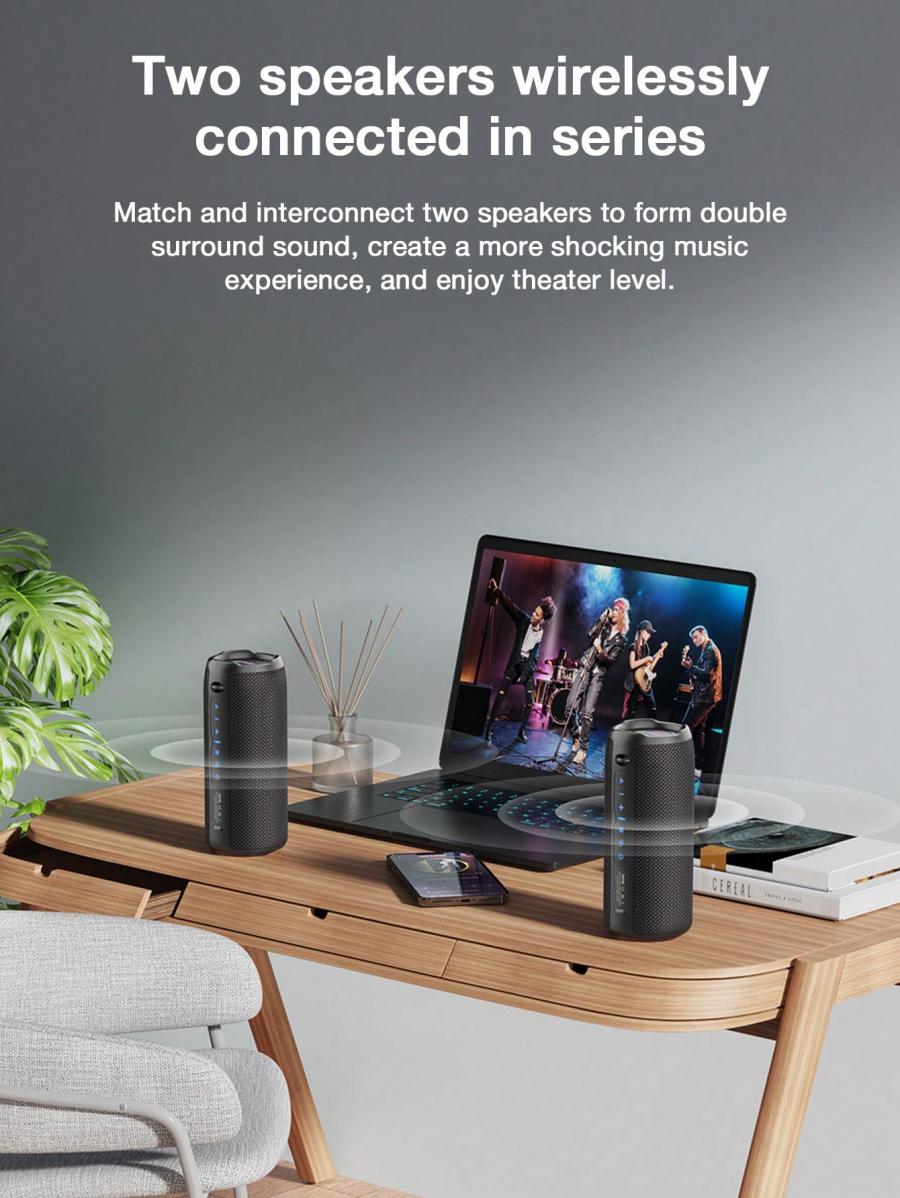 Zealot S49 Pro Portable Wireless Speaker with Surging Bass and RGB Lights