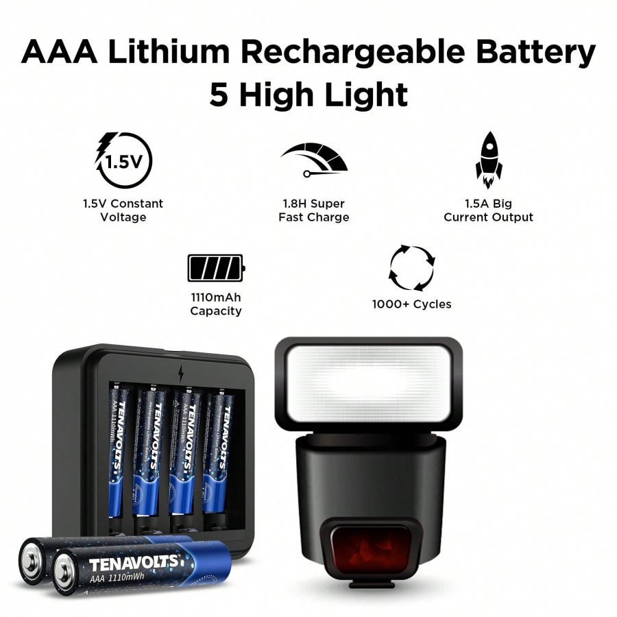 TENAVOLTS 15V Lithium Rechargeable AAA Battery for Xbox Controllers