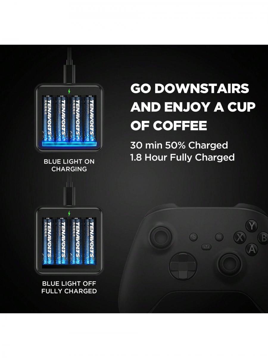 TENAVOLTS 15V Lithium Rechargeable AAA Battery for Xbox Controllers