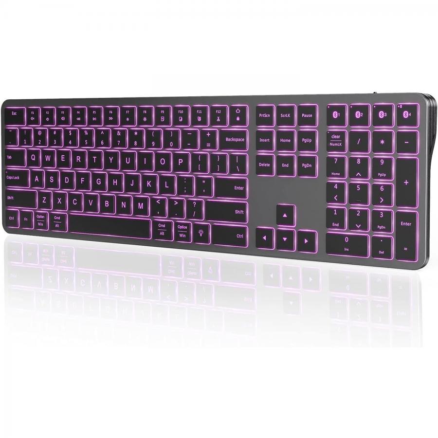 JOMAA Slim Rechargeable Backlit Wireless Keyboard for Multiple Devices