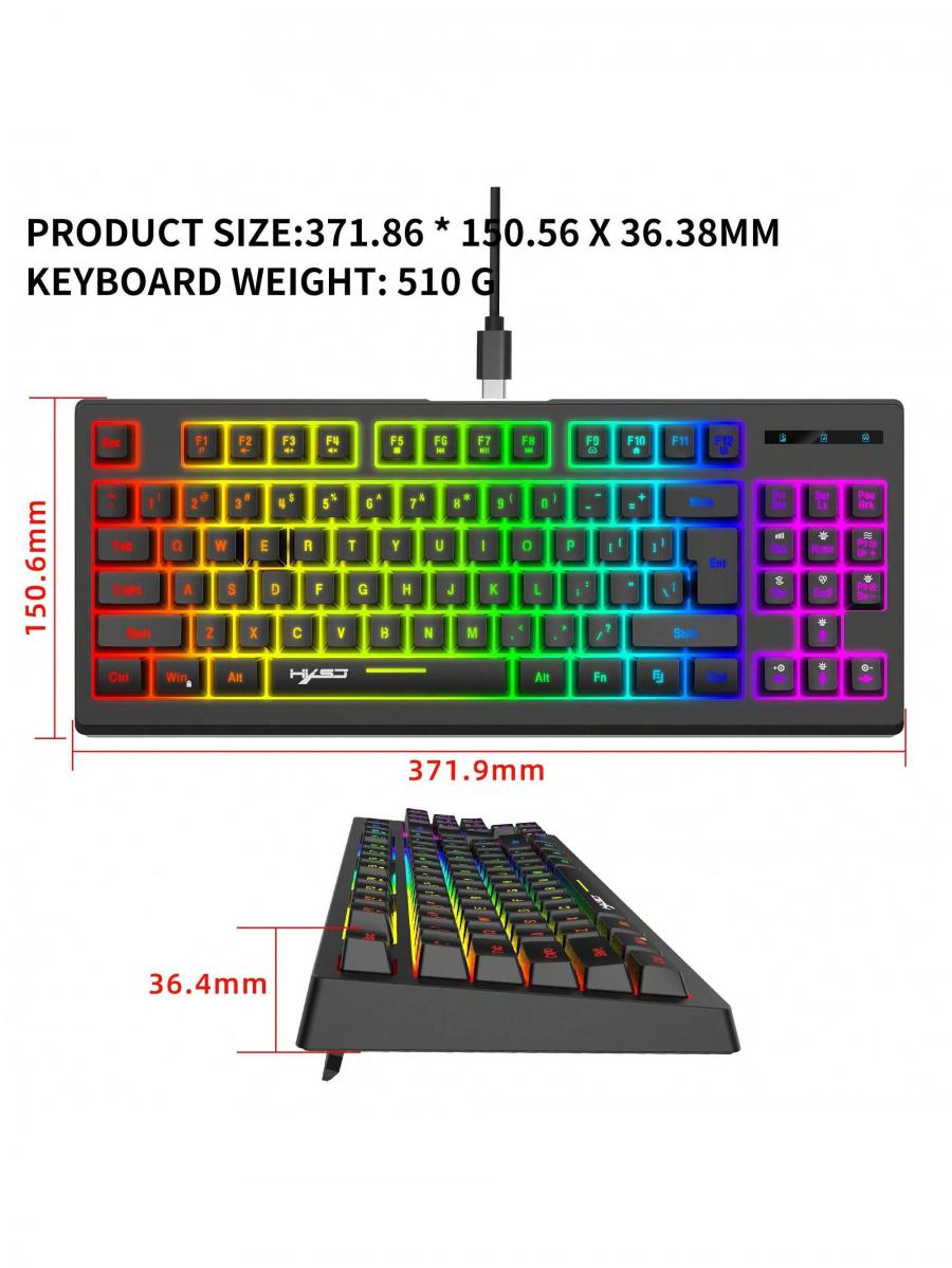 Перезаряжаемая беспроводная эргономичная клавиатура с RGB-подсветкой для ПК и ноутбука