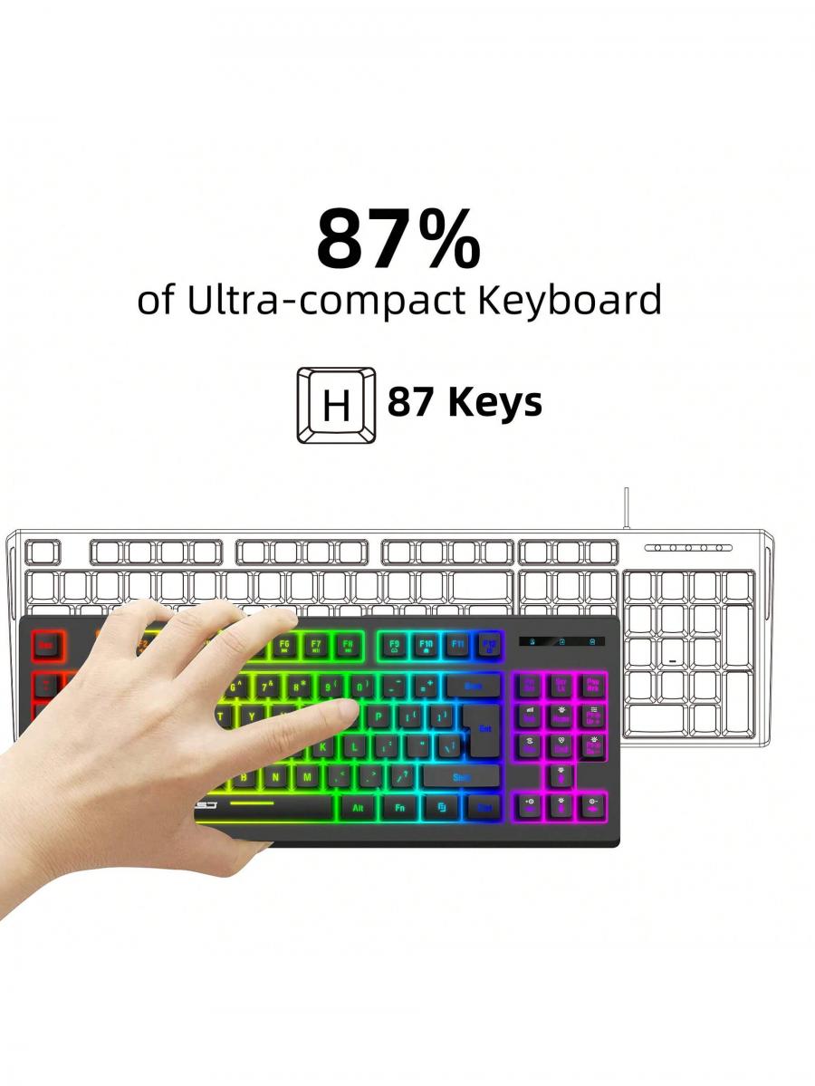 Перезаряжаемая беспроводная эргономичная клавиатура с RGB-подсветкой для ПК и ноутбука