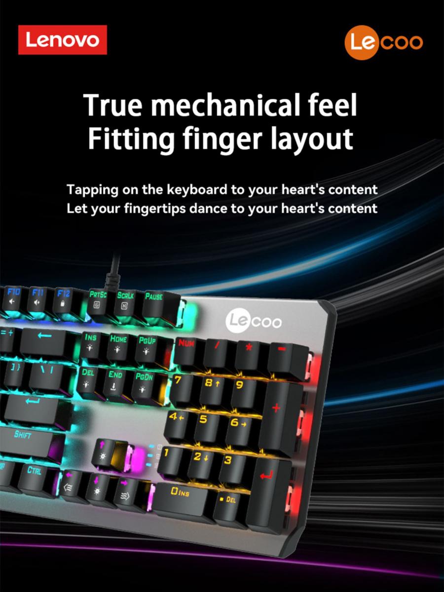 Lenovo True Mechanische Gaming-Tastatur, RGB-Hintergrundbeleuchtung, kabelgebunden, 104 Tasten
