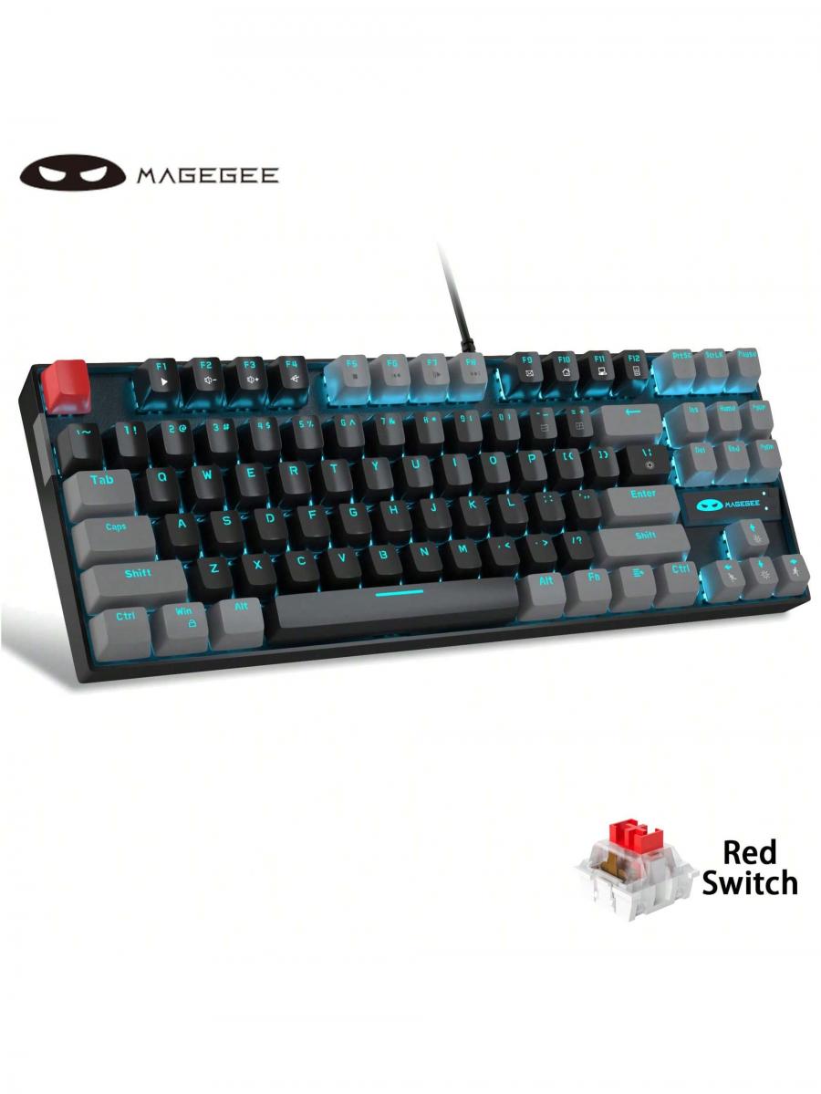 MageGee 75 Mechanical Gaming Keyboard Red Switch Blue Backlit 87 Keys