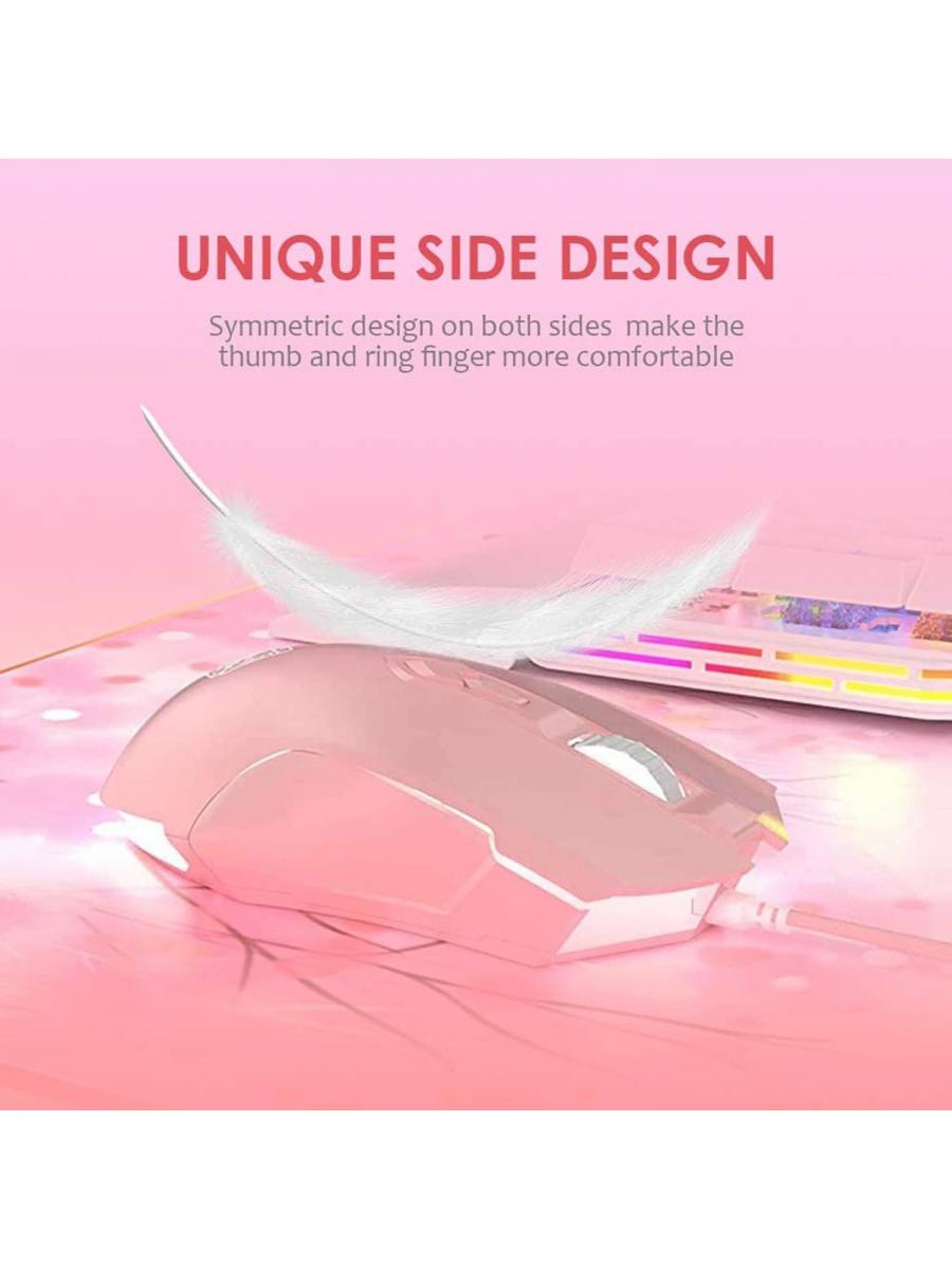 Pink Mechanical Gaming Keyboard and Honeycomb Mouse Set