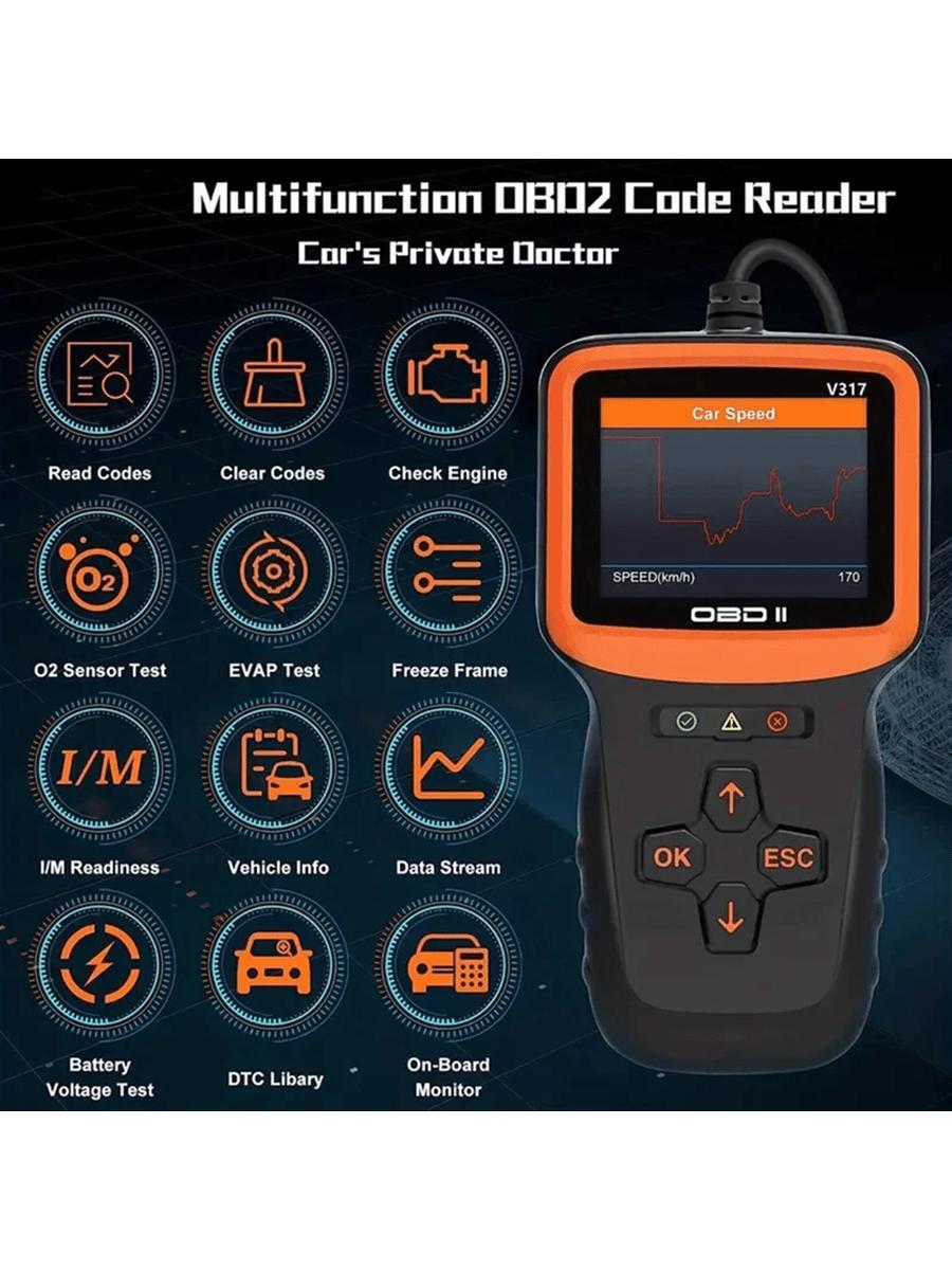 V317 Professional OBD2 Scanner Engine Diagnostic Tool Lifetime DTC Lookup