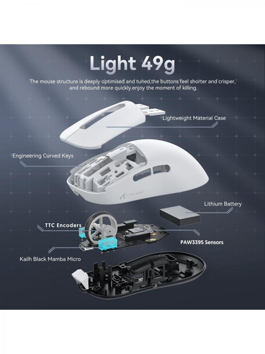 X3 Pro Superlight Wireless Gaming Mouse Ergonomic 49g Triple Modes