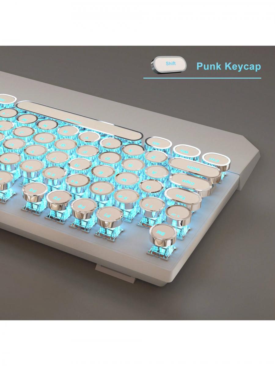 MageGee Белая ретро пишущая машинка механическая игровая клавиатура 104 клавиши