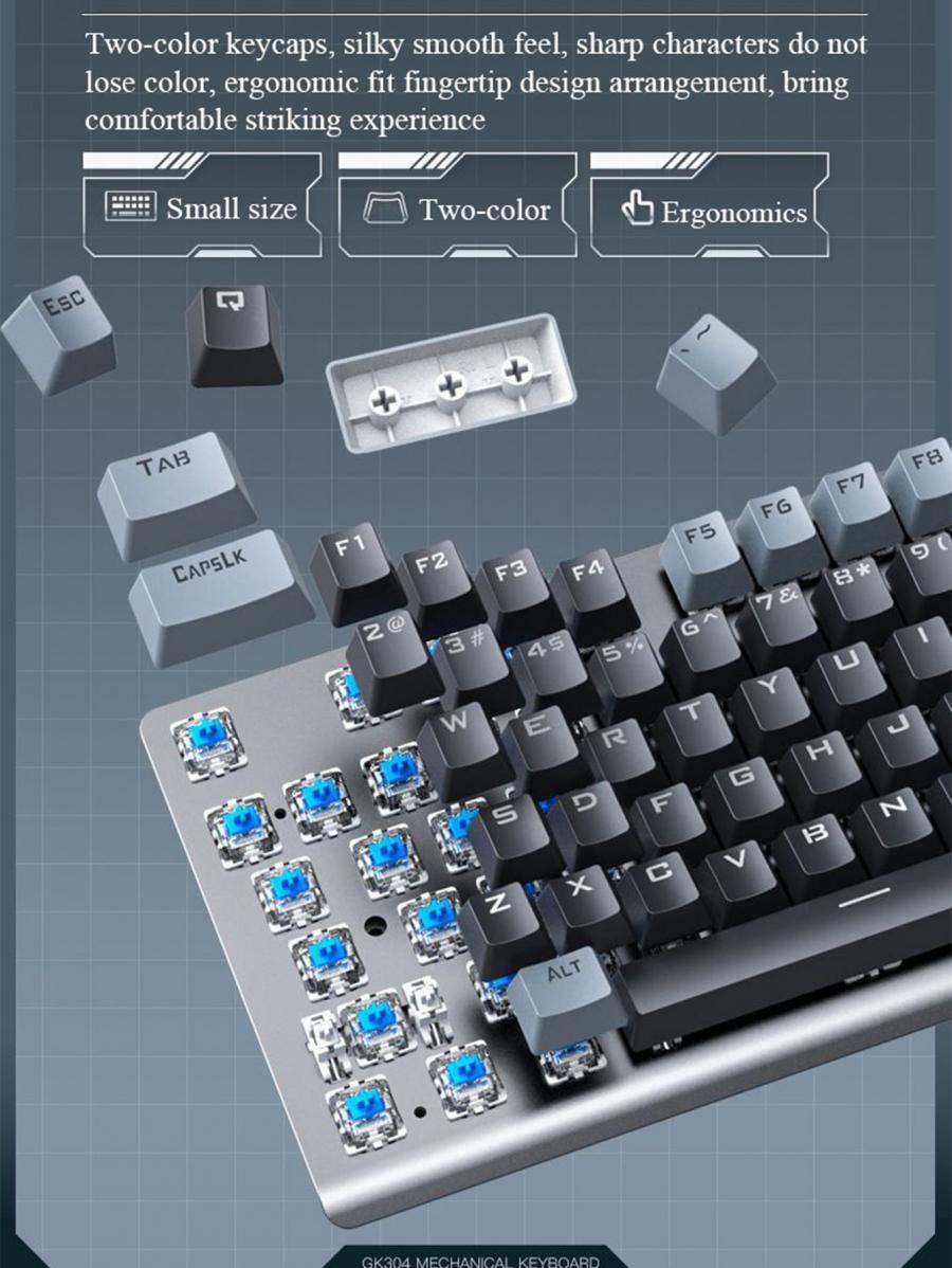 Проводная игровая клавиатура Lenovo GK304 с 87 клавишами и радужной светодиодной подсветкой черного цвета