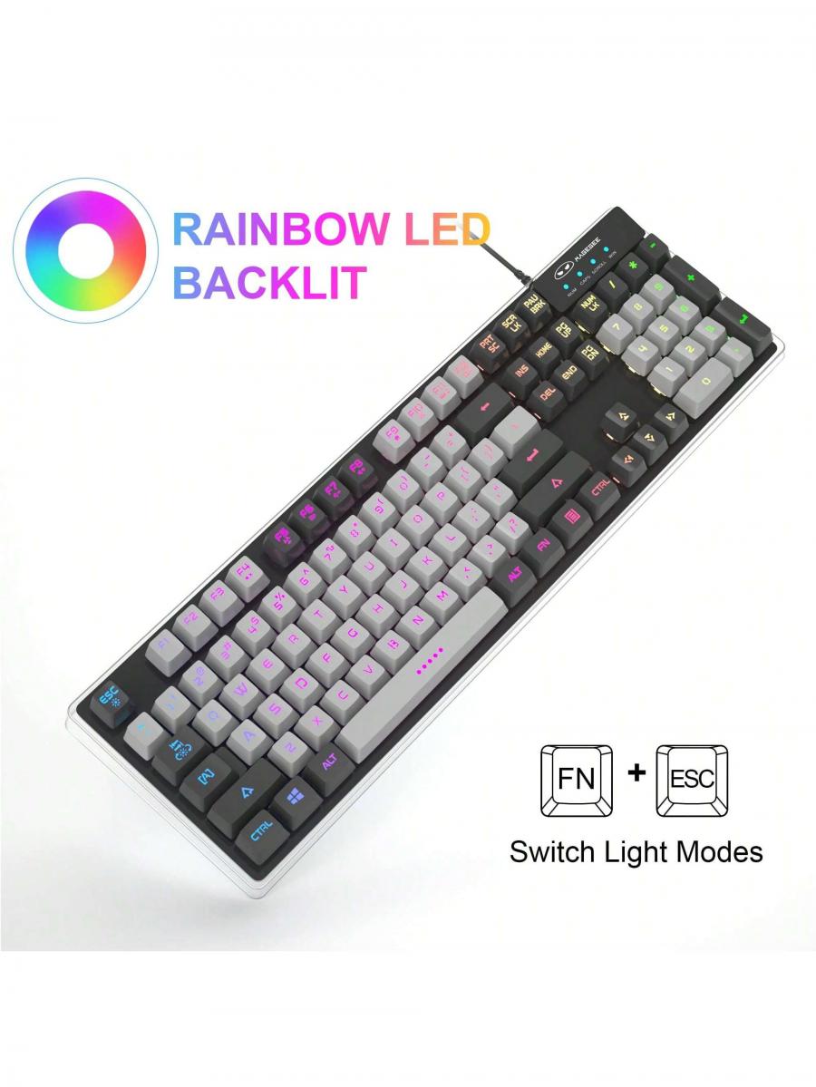 MageGee K1 Gaming Keyboard and Mouse Combo LED Rainbow Backlit