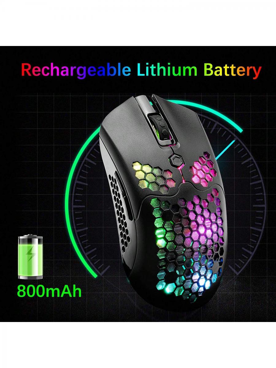 Lightweight Rechargeable RGB Gaming Mouse 12000DPI Honeycomb Design