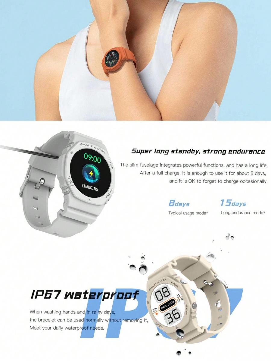 D8 Waterproof Smartwatch for iOS Android Fitness Tracker for All