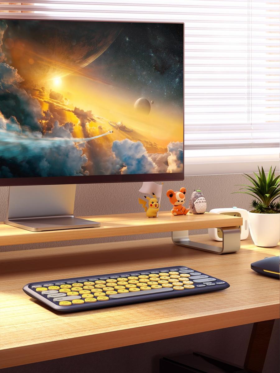 JMMO 2.4GHz Wireless Keyboard Slim Lightweight Round Key Design 79 Keys