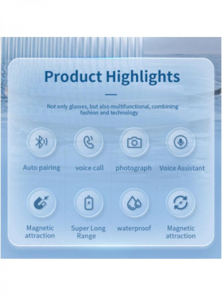 Smart Bluetooth Earphone Glasses with Noise Reduction and Anti Blue Light
