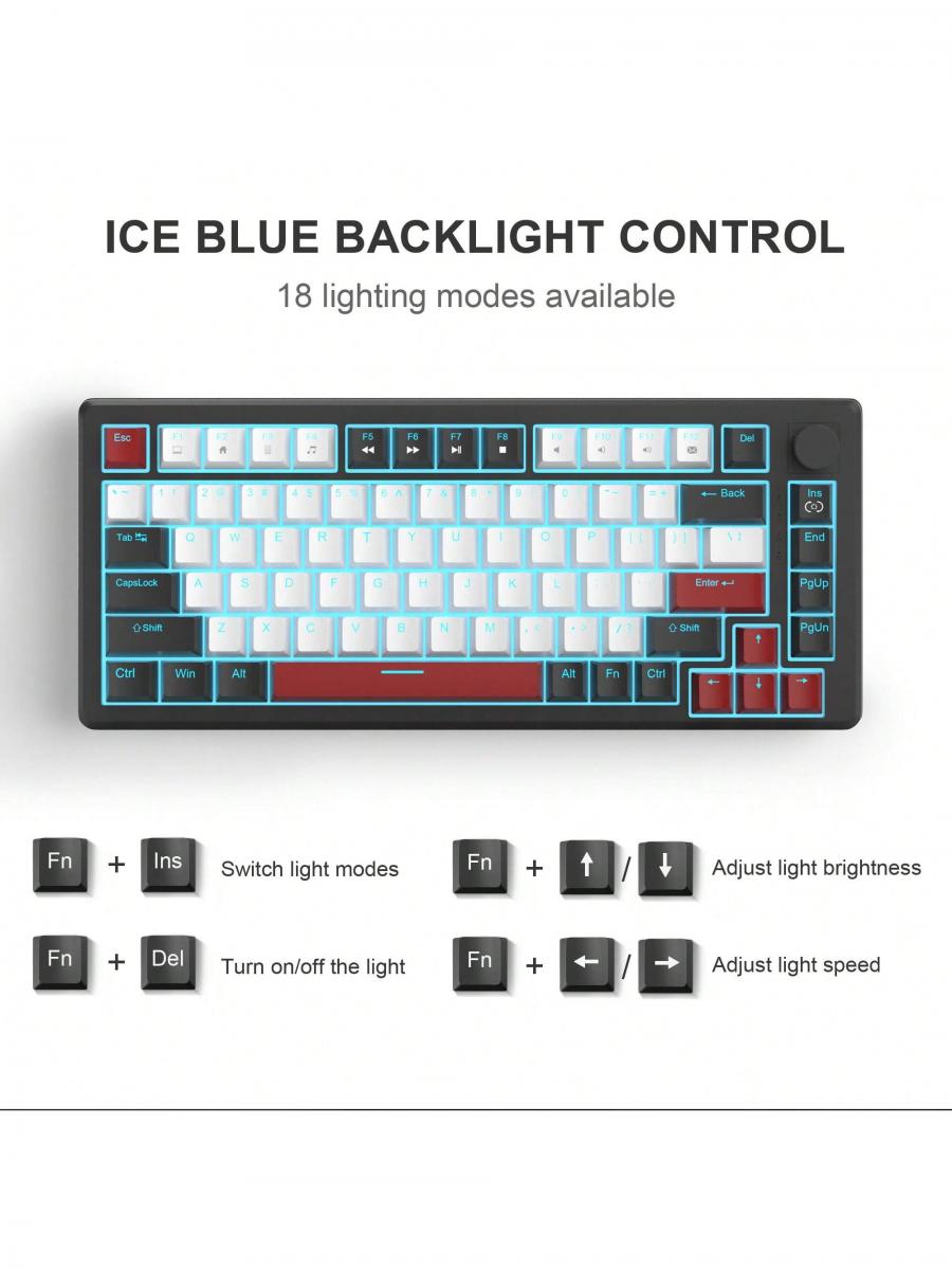 MageGee STAR75 Compact Mechanical Gaming Keyboard with Knob Control