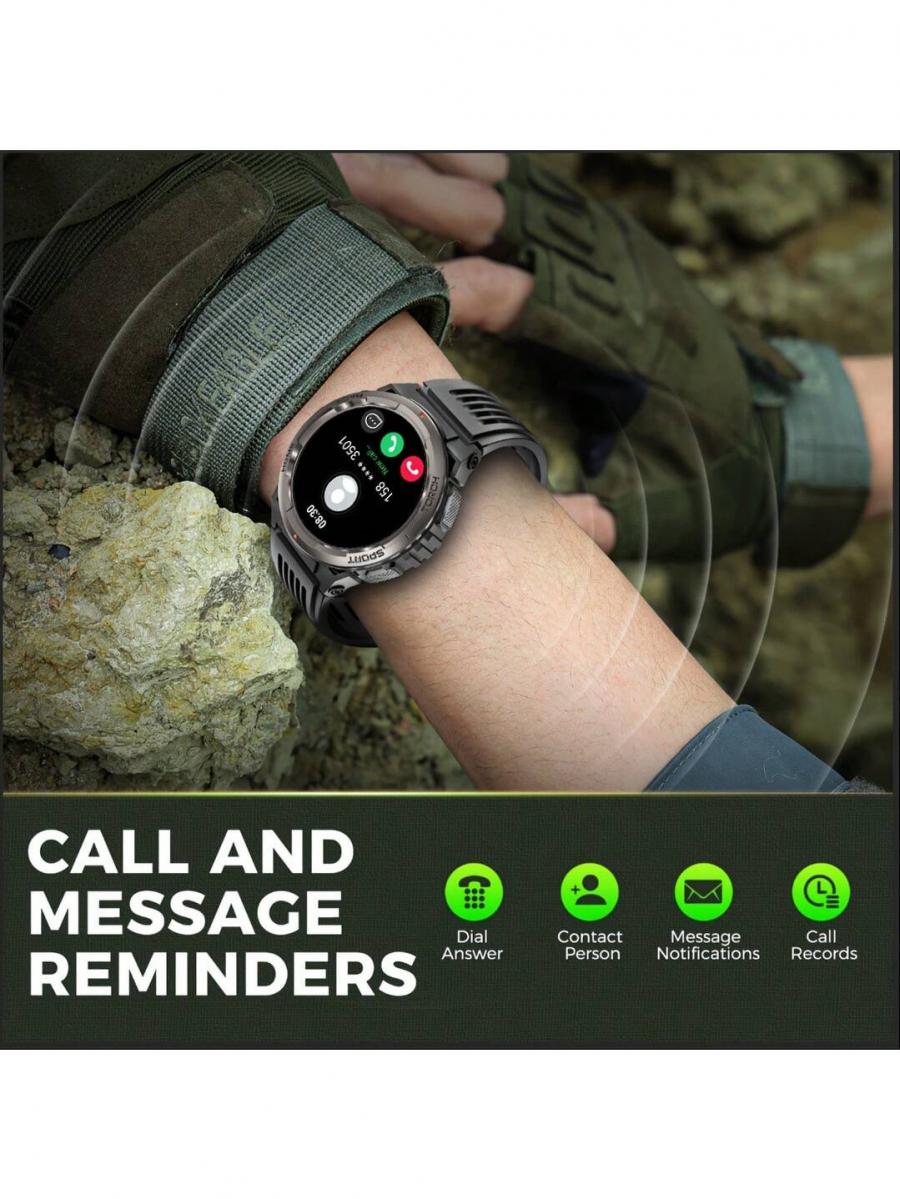 Rugged Smart Watch for Men Waterproof Fitness Tracker with Compass