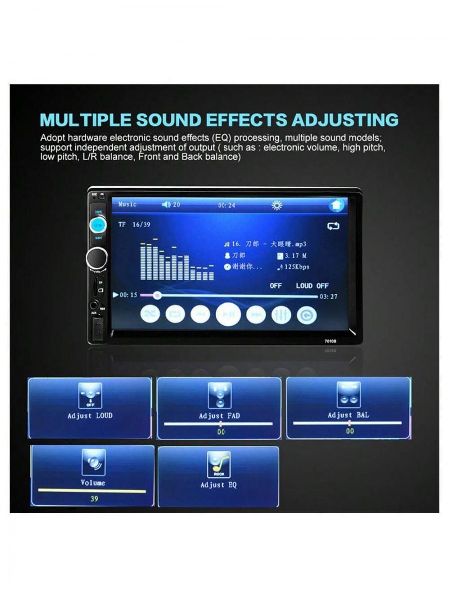 7 Zoll Bluetooth Autoradio MP5-Player Touchscreen mit Carplay AUX FM Radio