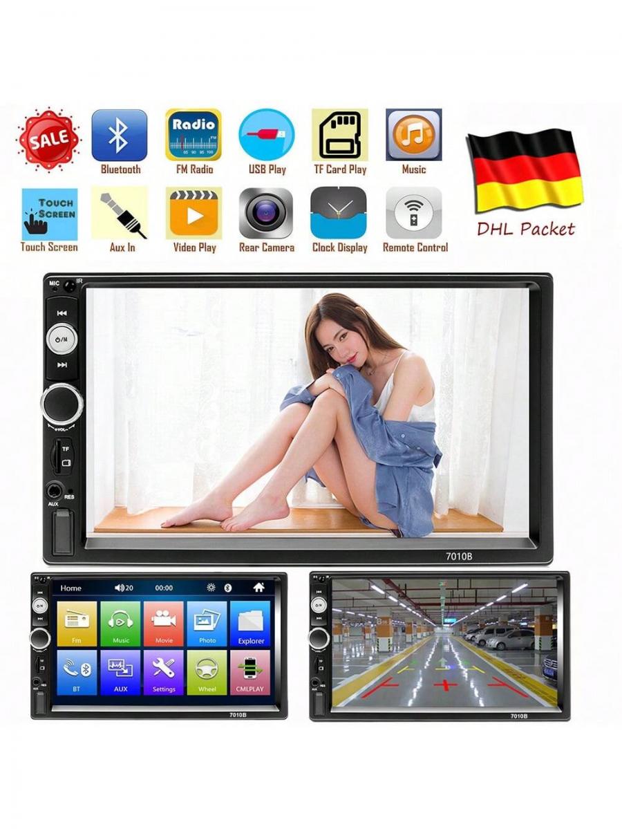 7 Zoll Bluetooth Autoradio MP5-Player Touchscreen mit Carplay AUX FM Radio