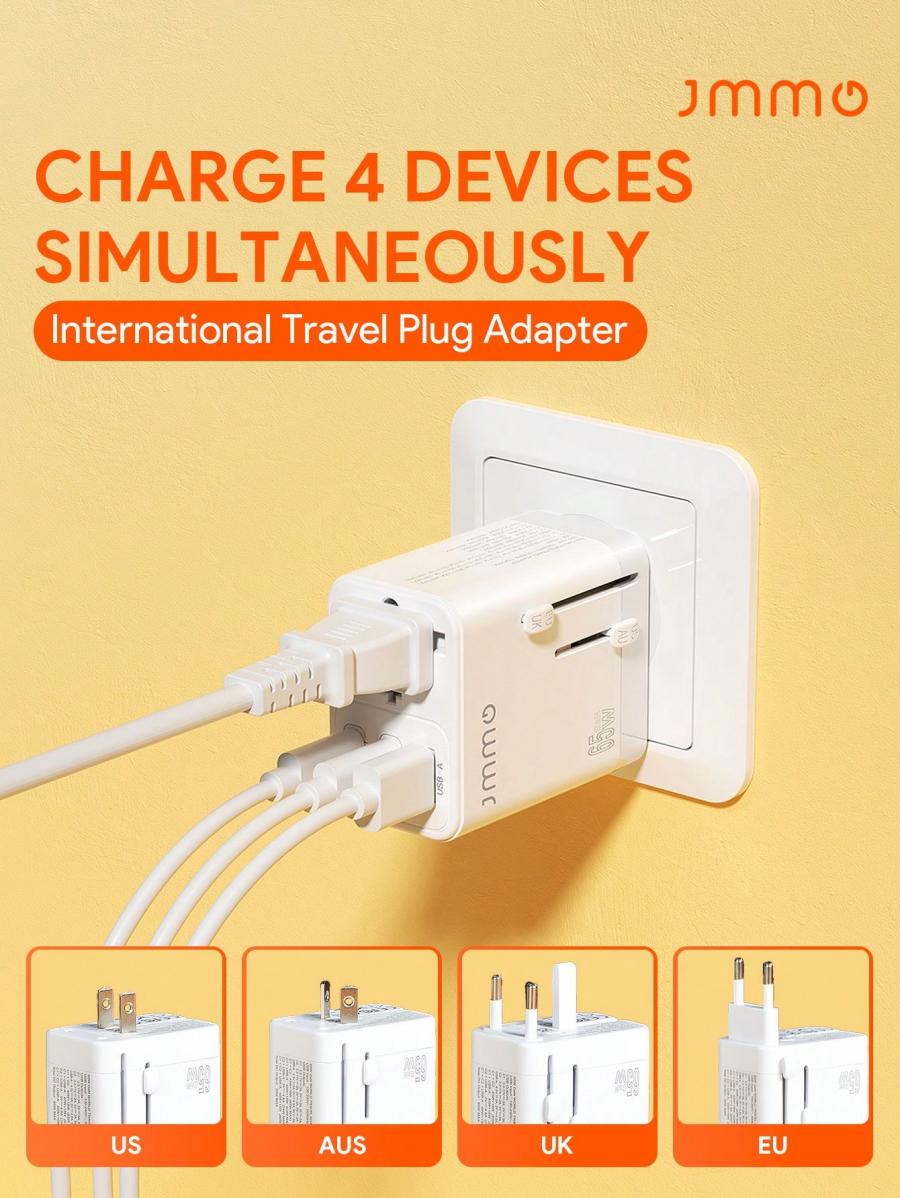 Универсальный дорожный адаптер JMMO 65W GaN с 3 портами USB