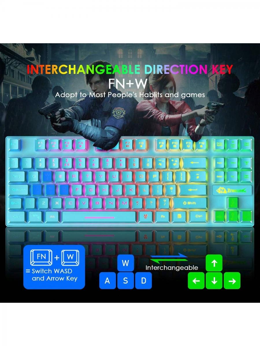 Felicon T2 Rainbow Backlit Gaming Keyboard Mouse Set with Wrist Rest