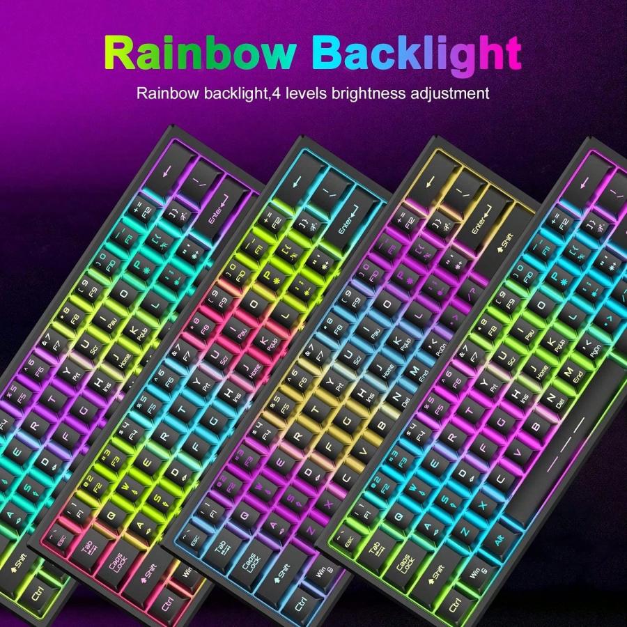 Rainbow Backlit Wireless Gaming Keyboard Mouse Combo Ergonomic RGB