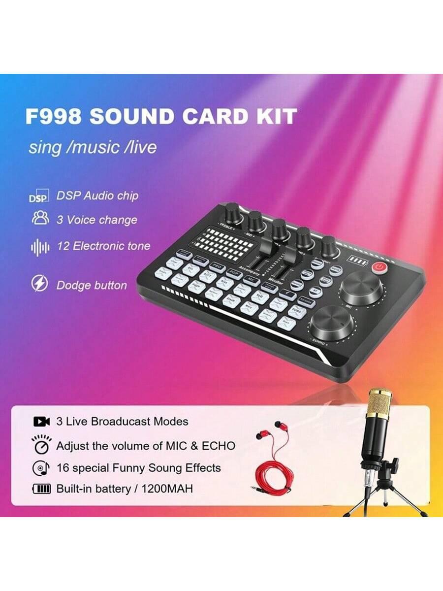 Professional Podcast Equipment Bundle Microphone Tripod Mixer
