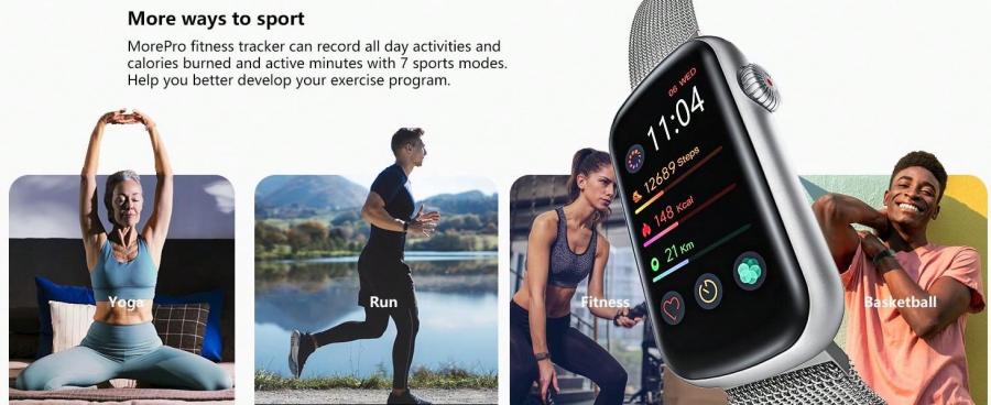 MorePro Women Smart Watch Health Monitor Sports Tracker Bluetooth Assistant