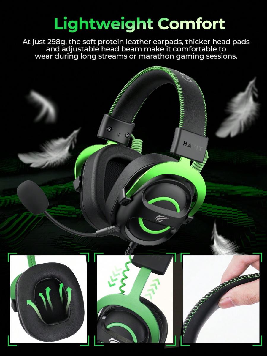 HAVIT H2002E Adjustable Wired Gaming Headset with Detachable Mic