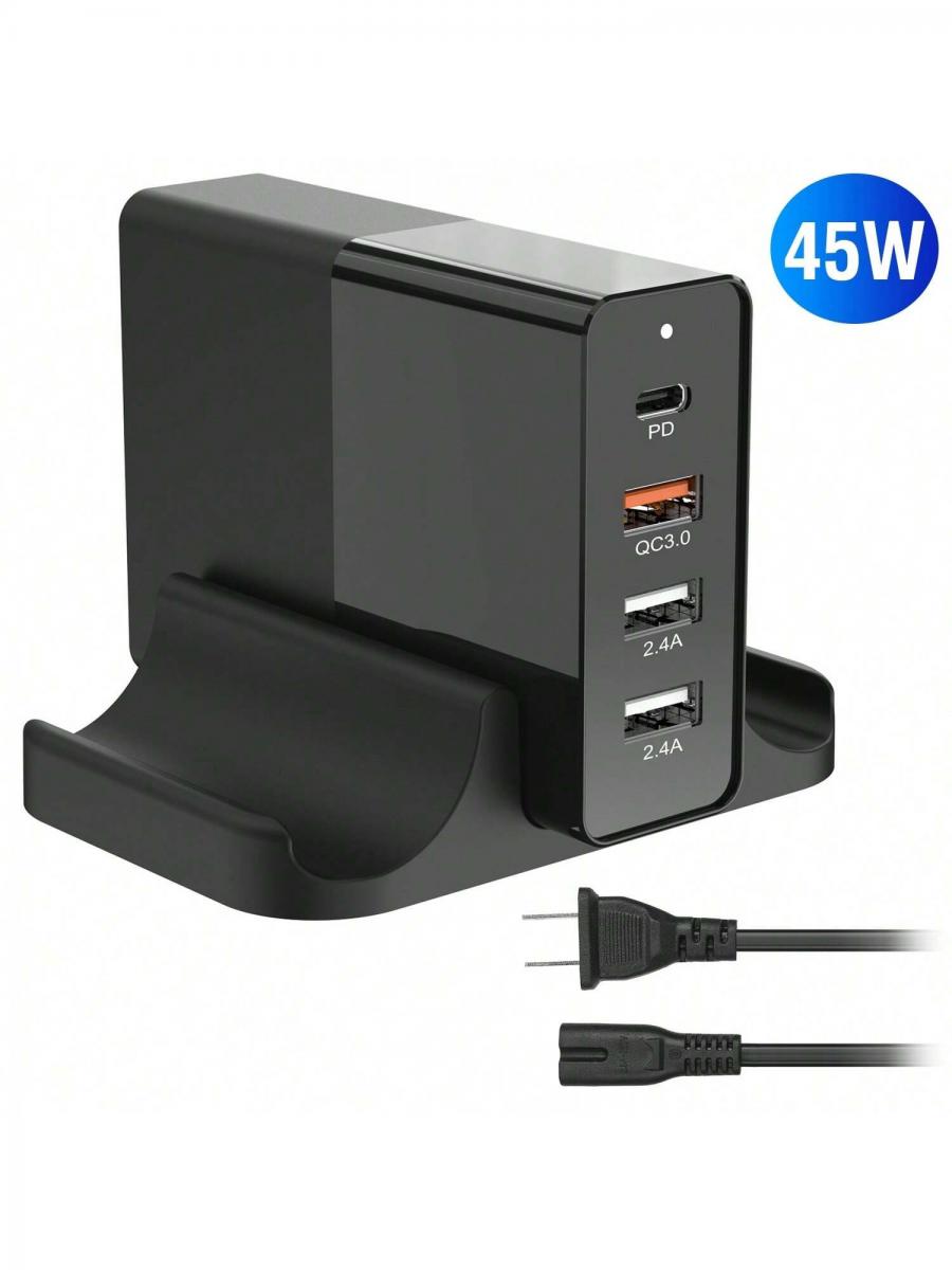 45 Вт 4-портовая USB-станция для быстрой зарядки, адаптер для настенного зарядного устройства типа C