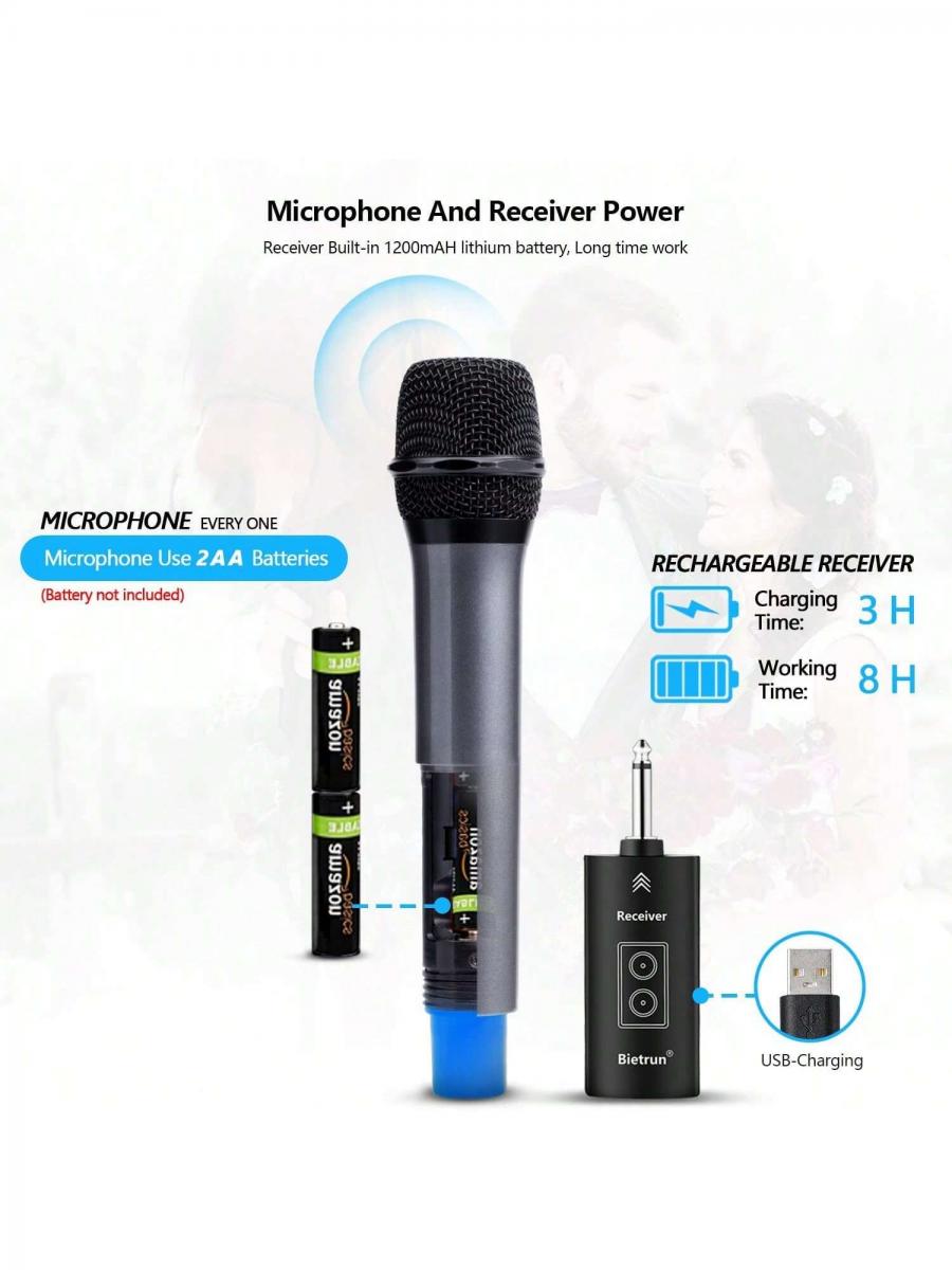 Rechargeable UHF Wireless Handheld Karaoke Microphone with Receiver