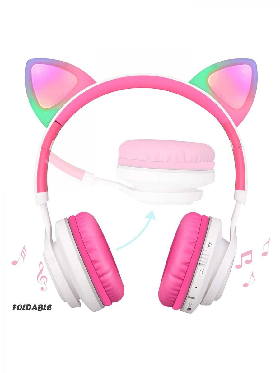 Riwbox CT 7 Cat Ear LED Bluetooth Headphones with Microphone