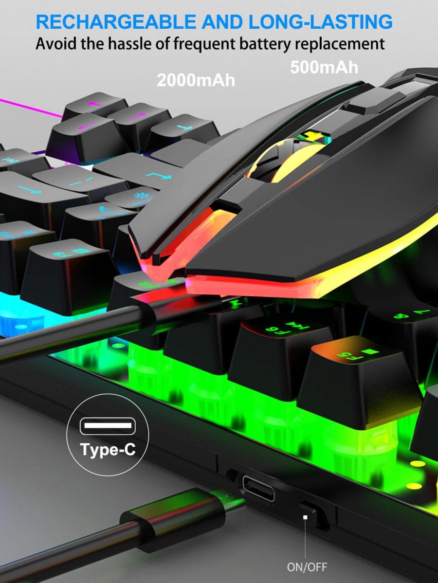 Wireless Colorful Backlight Mouse Keyboard Set for Gaming Office R905
