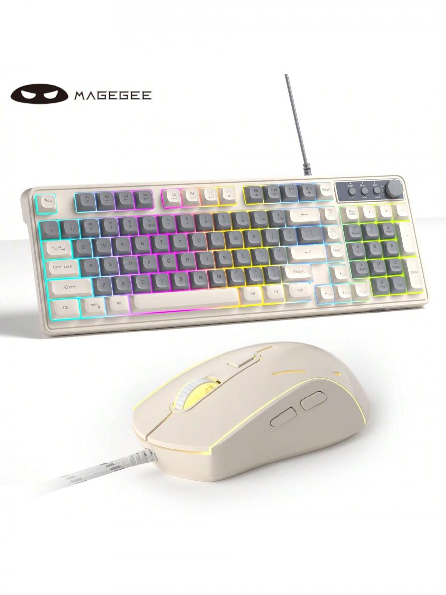 MageGee RGB Gaming Keyboard Mouse Combo with Volume Knob and DPI