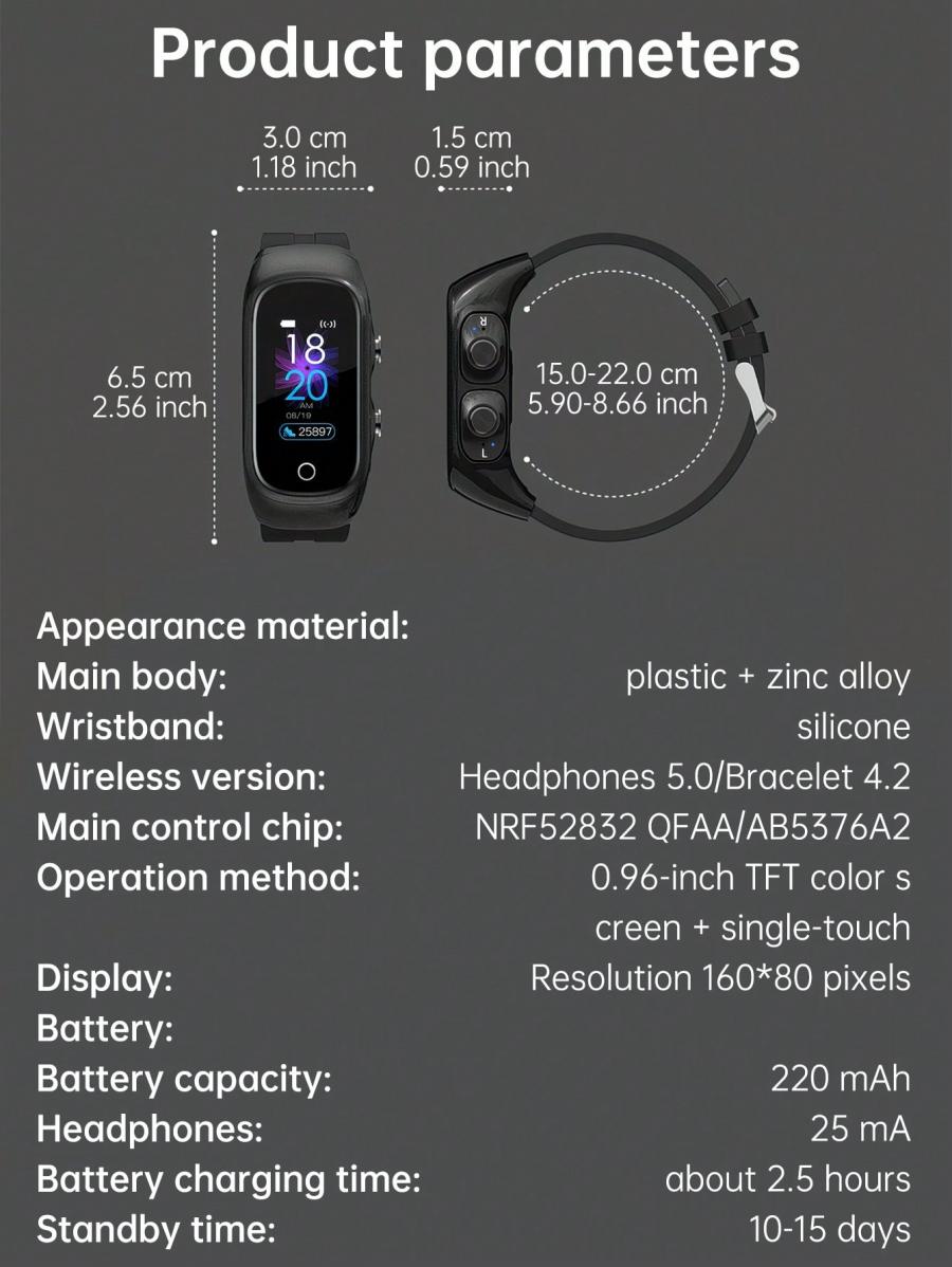 N8 2 In 1 Smart Earphone and Fitness Tracker Stylish Band