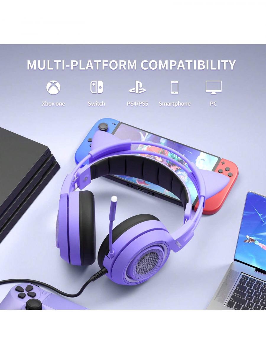 SOMIC G951s Lila Katzenohr-Gaming-Headset mit Mikrofon für PS4 Xbox PC