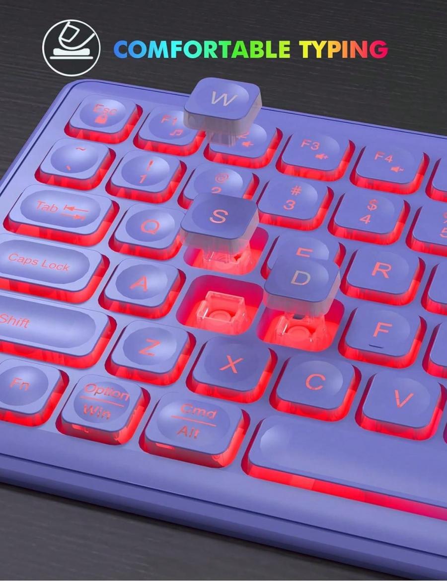 Беспроводная клавиатура и мышь Purple RGB Combo, перезаряжаемые, полноразмерные
