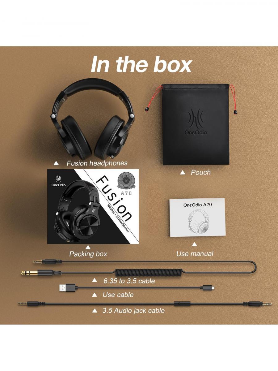 OneOdio A70 Bluetooth Over Ear Headphones with Mic Dual Mode Black