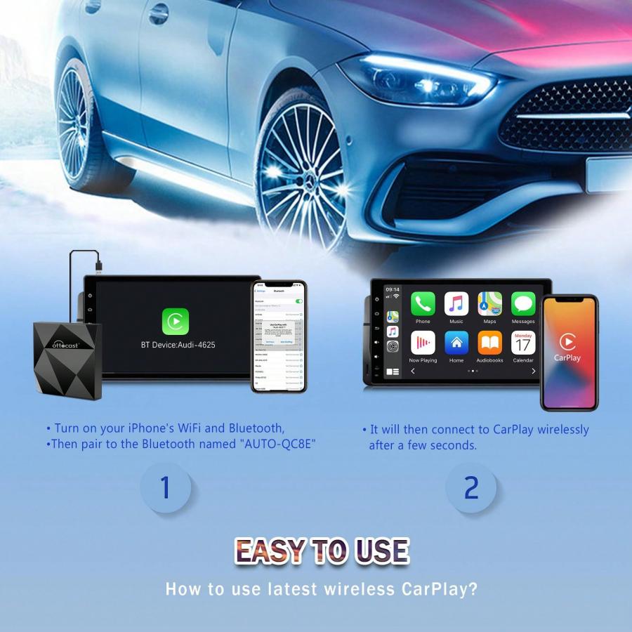OTTOCAST U2 AIR Wireless Carplay Adapter for Wired Systems
