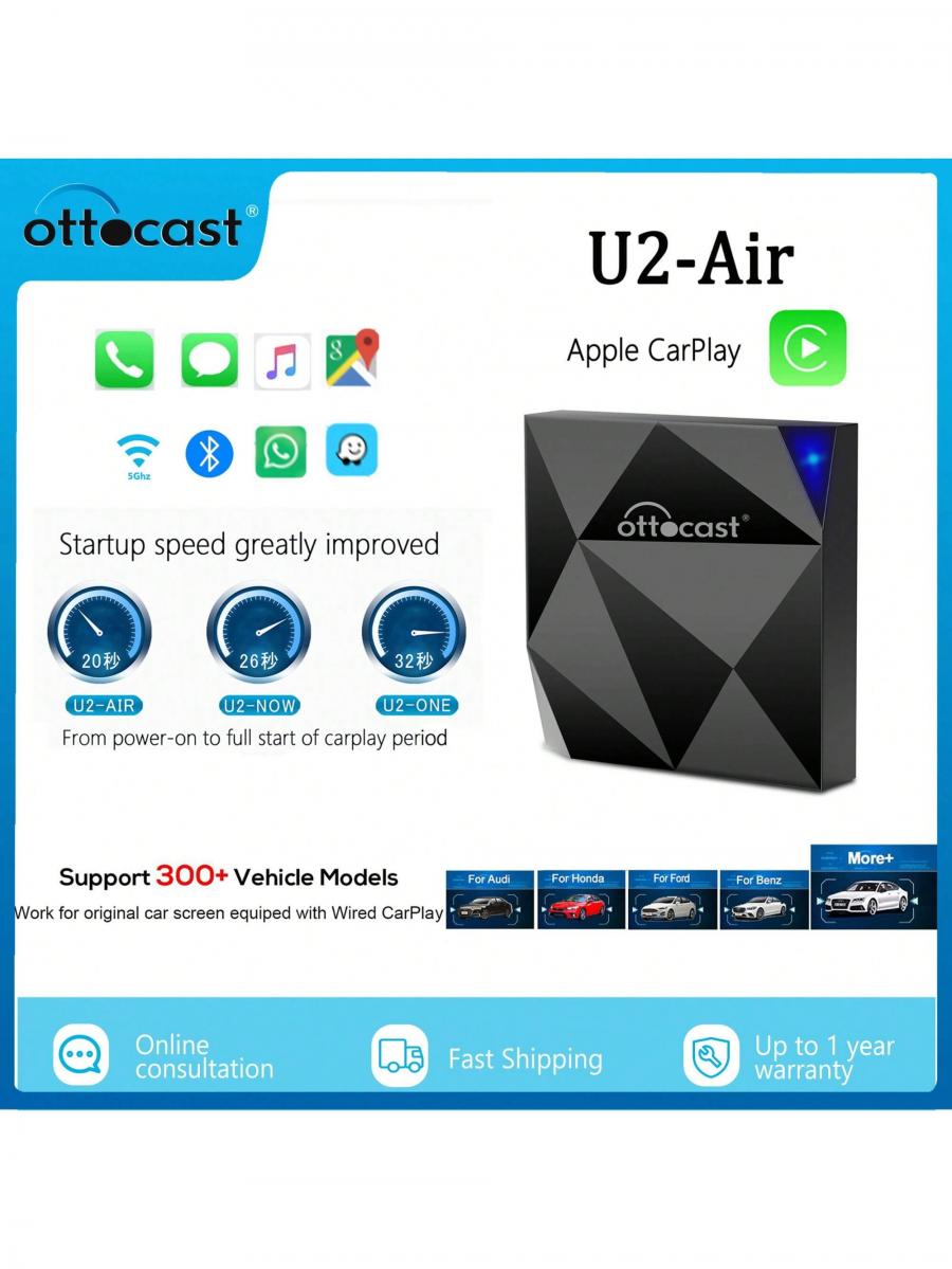 OTTOCAST U2 AIR Wireless Carplay Adapter for Wired Systems