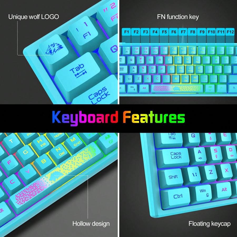 Portable RGB Gaming Keyboard Mouse Combo TKL Mechanical Feel