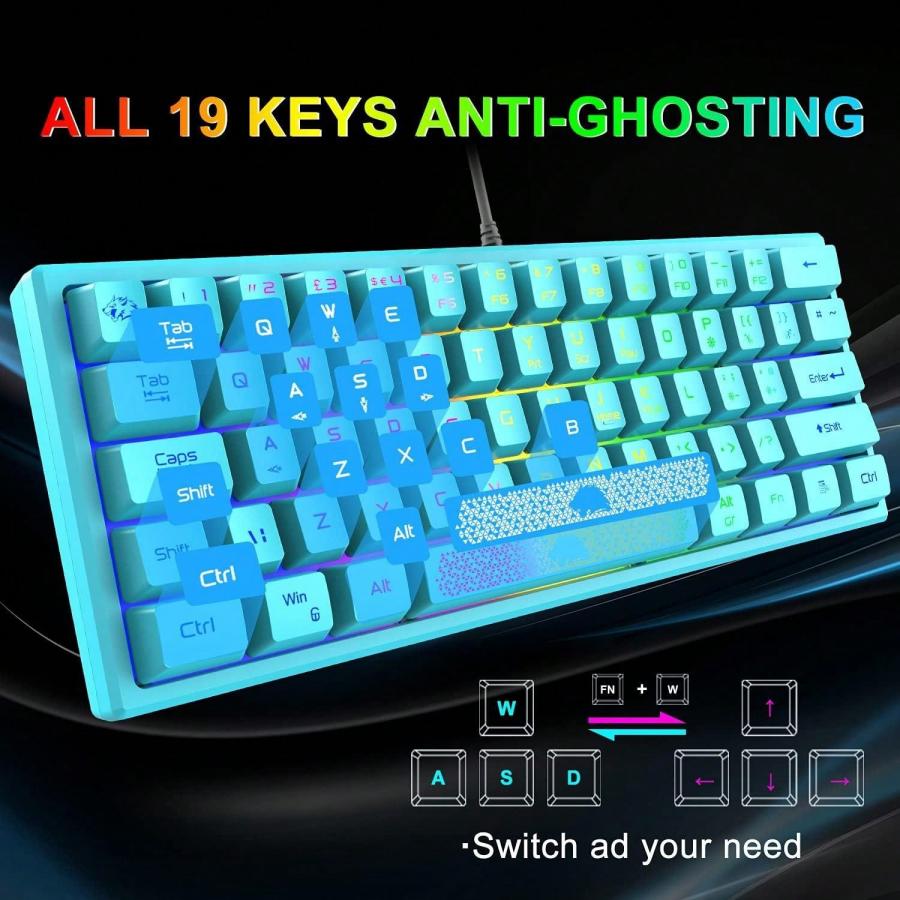 Portable RGB Gaming Keyboard Mouse Combo TKL Mechanical Feel